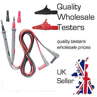 Test Leads Croc Clips For Fluke Megger Metrel AMECaL TL-105-L-R-C • £22.75