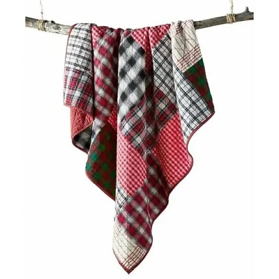 Martha Stewart Collection Patchwork Quilted Throw Red 50″ X 60″ • $32