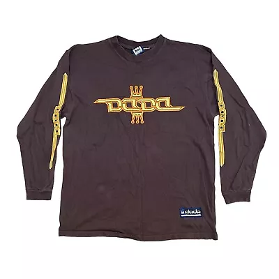 Vintage 90s Dada Supreme Graphic T-Shirt Mens Sz L Brown Long Sleeve Logo Tee • $59.99