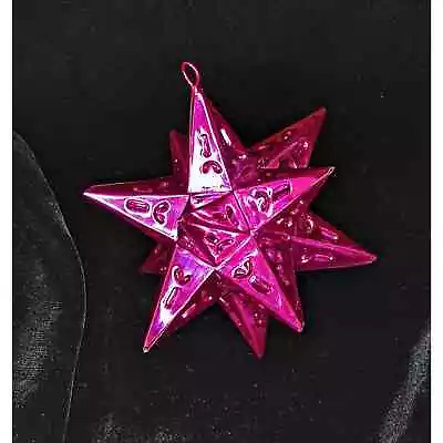 Mexican Folk Art PINK Punched Tin 12 Pointed Star 4  Ornament Garden Tea Light • $22.50