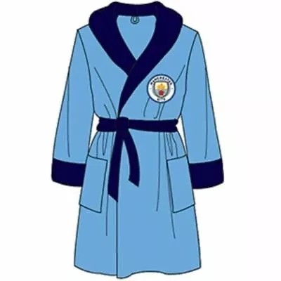 New Boys Kids Blue 'Man City' Official Football Club Fleece Dressing Gown Robe • £9.99