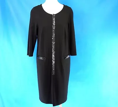 $127.64 • Buy Vabene Ladies Shift Dress Size 42 XL Black Sequin Festive Np 179 New