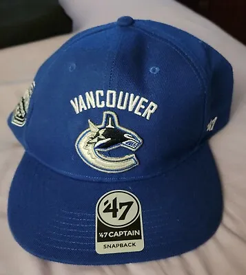 Vancouver Canucks Hat Spell Out Script Logo NHL Hockey Snapback '47 Brand OSFA • $22