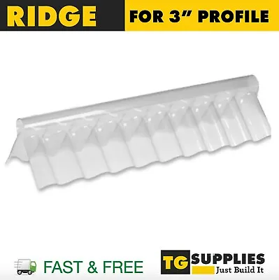 Clear PVC Ridge For 3″ Corrugated Profile Roofing Sheets Apex Roof Ridge • £16.49