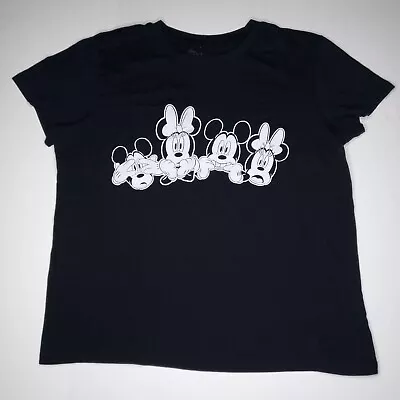 Womens Disney Mickey Mouse T-shirt Minnie Black Medium Scared • $10.97