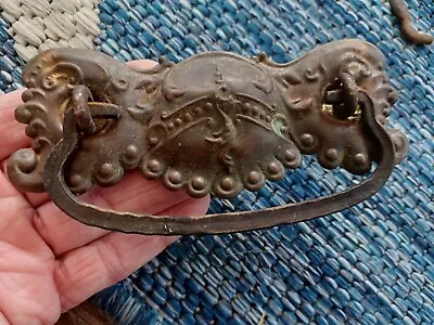 Two Vintage Antique Brass Ornate Drawer Furniture Pulls Drop Handles • $20