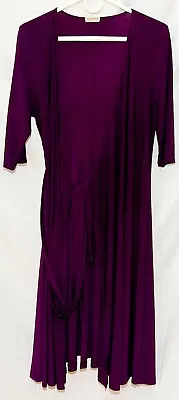 Kiyonna Womens Midi Length Essential Wrap Dress Plus 0X Purple Eggplant 10 12 • $24.95