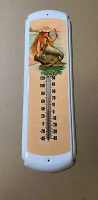 17  Mermaid On Rock With Mirror Thermometer Ocean Decor • $34.95