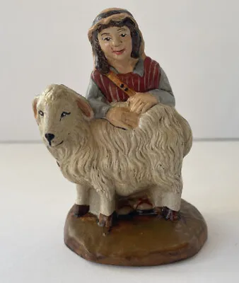 $165 • Buy Vaillancourt Chalkware Folk Art Christmas Nativity Shepherd Lamb 2012 #249 IBA