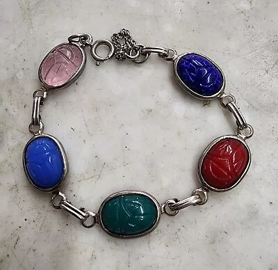 Vintage 5 Color Scarab Bracelet 7.5  • $29.99