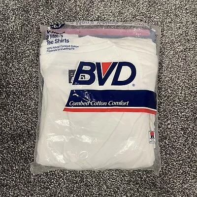 Brand New NOS In Package BVD Vintage 80s 3 Pack White V-Neck T-Shirts SZ XL • $34.50