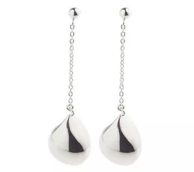 $0.99 • Buy Sterling Silver Bold Puffed Teardrop Dangle Earrings