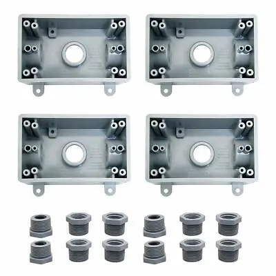 4Pack Single-Gang Weatherproof Three 1/2 In.or 3/4 In.Threaded Outlets2 InGray • $24.69