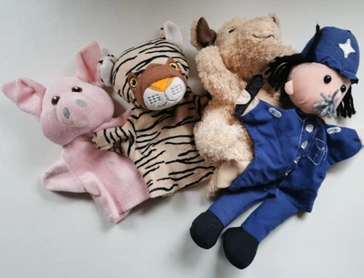 £6 • Buy 4x Glove Puppets Dog, Pig, Tiger, Police Man