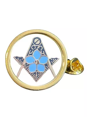 Masonic Crest With Forget Me Not Gold Plated Domed Lapel Pin Badge In Bag • $7.45
