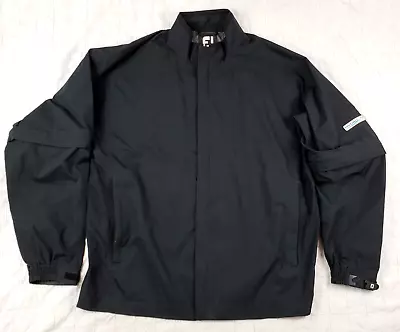FootJoy DryJoys Hydrolite Jacket LARGE Convertible Sleeves Full Zip Golf Black • $49.99
