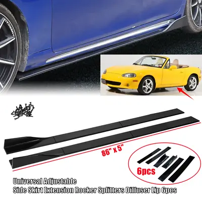 86 Universal Fit For Mazda MX-5 Miata 99-05 Side Skirt Lip Splitter Rocker Panel • $52.58