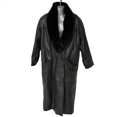 Vintage Wilsons Leather Trench Coat Faux Fur Collar Thinsulate Women's Sz Large • $95.99