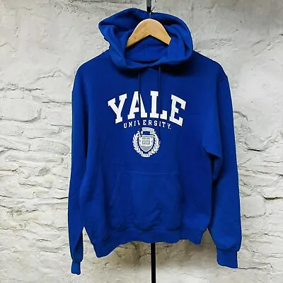 Vintage 90s Y2k(?) Champion Yale Hoodie Fleece Pullover Sweatshirt Blue • $38.95