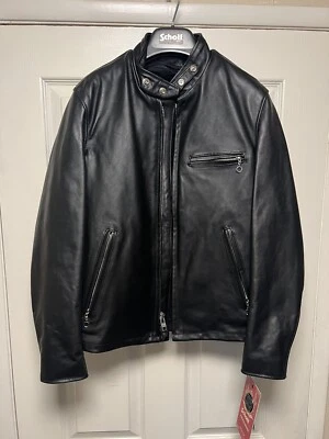 $649.99 • Buy New! Schott NYC Black Leather Jacket Cafe Racer Style 141 - Men’s 34