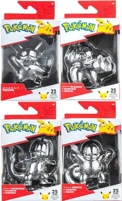 £9.99 • Buy Pokemon 25th Celebration 3  Silver Figure Pikachu,Squirtle, Charmander,Bulbasaur