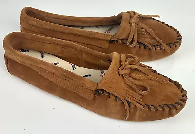 Minnetonka Moccasins Classic Brown Suede Soft Sole Womens US 7 NEW • $30