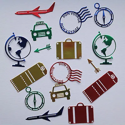 Travel Holiday World Die Cut Sets Taxi Plane - 16 Pcs In Assorted Colours • £2.40