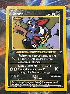 $1 • Buy Pokémon TCG Sneasel Neo Revelation 24/64 Regular 1st Edition Rare
