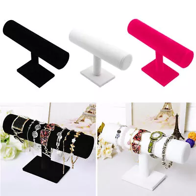 Velvet T-bar Stand Holder Jewelry Rack Bracelet Chain Bangle Watch Display Gifts • £5.12