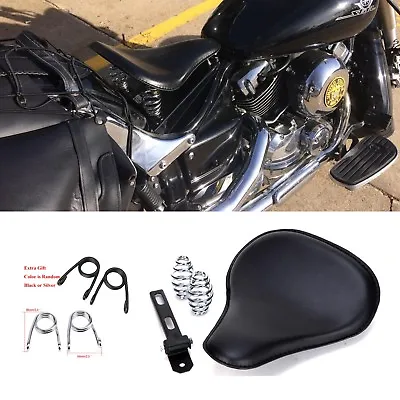 $65.99 • Buy Custom Black Motorcycle Soft Leather Solo Seat Spring For 2002 Yamaha V Star 650