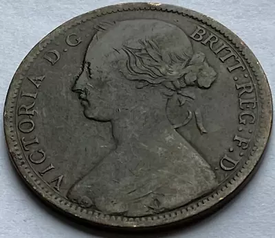 1861 Queen Victoria Bun Head 1 Penny Coin / Victorian 1d  / #96 • £10.28