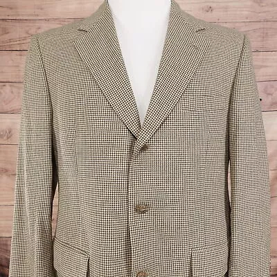 Vintage Brooks Brothers Houndstooth Beige Tan Blazer Suit Jacket Sport Coat 41r • $44.99