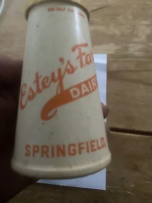 Springfield-Vermont-Estey’s Dairy Farm-1950-Waxed School Milk 1/2 Pint -w-cap • $15