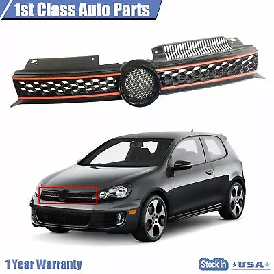 $41.16 • Buy Grille Black W/Red Trim For 2010-2014 VW MK6 Golf/GTI/Jetta Sportwagen