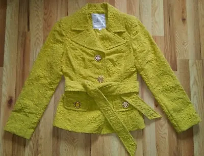 Bright Yellow An Original Milly Of New York Woman's Sz 4 Belted 3-Button Jacket • $23.80