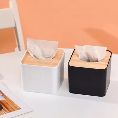 £5.99 • Buy Tissue Box Dispenser Wooden Covers Paper Storage Holder Napkin Organizer UK