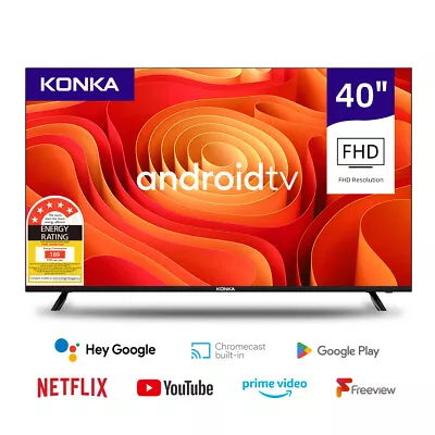 Konka Bezelless 40 Inch FHD Android DVB-T2 TV With HBBTV Youtube Netflix Etc • $279