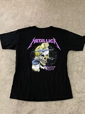 METALLICA DAMAGED JUSTICE T-SHIRT OVERSIZED GRAPHIC BLACK Metal Rock  • $19.97