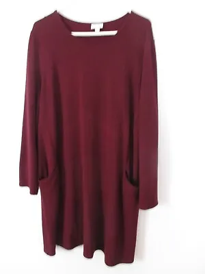 Pure J JILL Burgundy XL  Fleece Tunic Sweater Dress Pockets Knit • $16