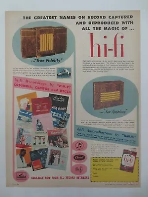 Vintage Australian Advertising 1956 Ad HMV HI-FI AUTO RADIOGRAM • $14.95