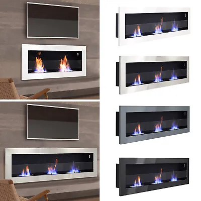 Wall Mounted Ethanol Fireplace Ventless Built In Recessed Bio Flame Burner Box • £195.95