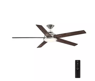 Home Decorators Haverbrook 60 In. LED Polished Nickel Ceiling Fan W/ Light • $138.68