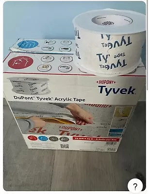 Dupont Tyvek Acrylic Single Sided Tape 75mm X 25m - 8 Rolls In A Box • £123