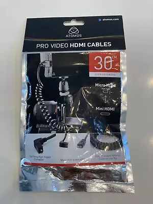 Atomos 11.81 /30cm Coiled Micro HDMI To Mini HDMI Cable -NEW • $14.95