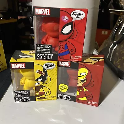 Kidrobot Marvel Mini Munny 4” Vinyl Figures DIY Spider-Man Wolverine Ironman NIB • $50