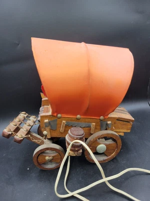 $24 • Buy Vintage Wild West Wood Covered  Wagon Lamp Night Light  Home Cowboy Western 
