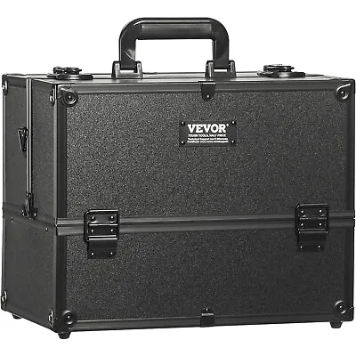 VEVOR Makeup Train Case 370MM Large Portable Cosmetic Case 6 Tier Trays • £41.99