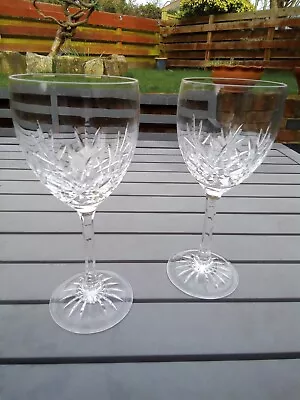 2 Vintage EDINBURGH CRYSTAL TAY WATER GOBLETS / LARGE WINE GLASSES * 7 3/8  *VG • £34.99