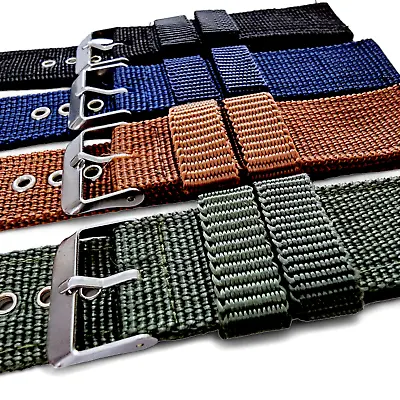 Canvas Watch Strap Band Nylon Sailcloth Replacement Mens 18mm 20mm 22mm 24mm UK • £6.95