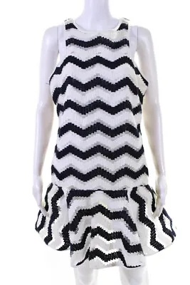 Milly Womens Sleeveless Drop Waist Navy Blue White Cotton Size 10-12 • $34.81